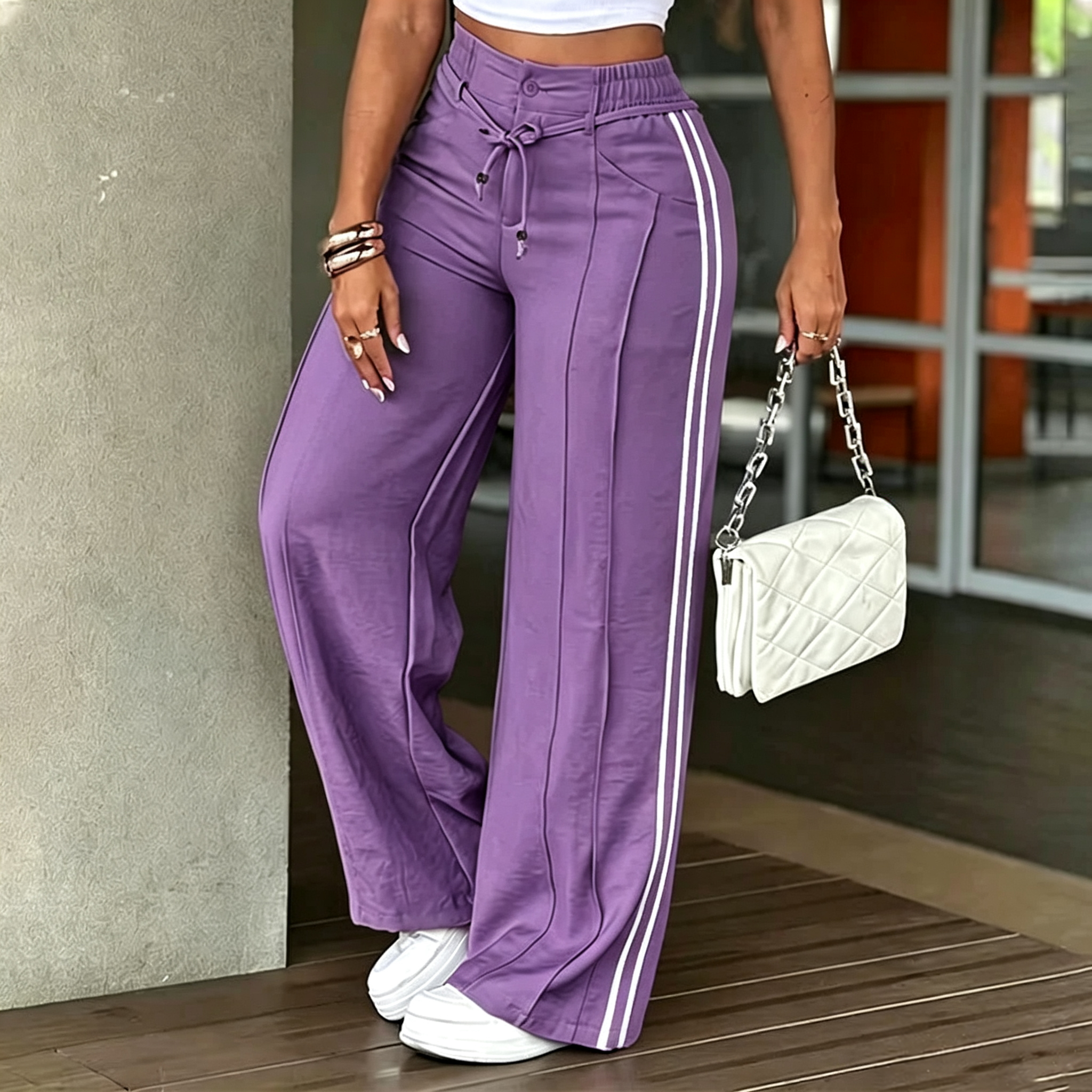 Women's Wide-Leg Drawstring Pants – Casual High-Waisted Relaxed Fit