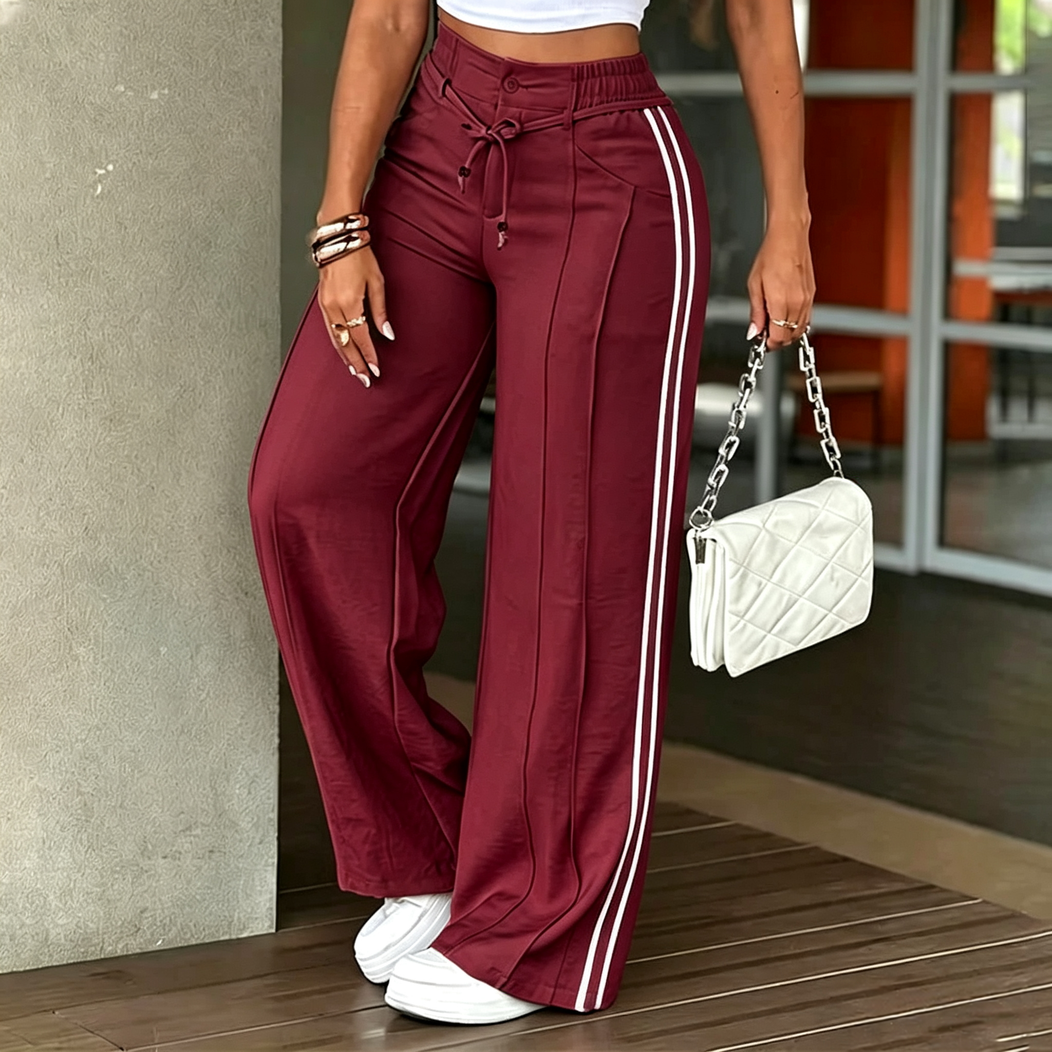 Women's Wide-Leg Drawstring Pants – Casual High-Waisted Relaxed Fit