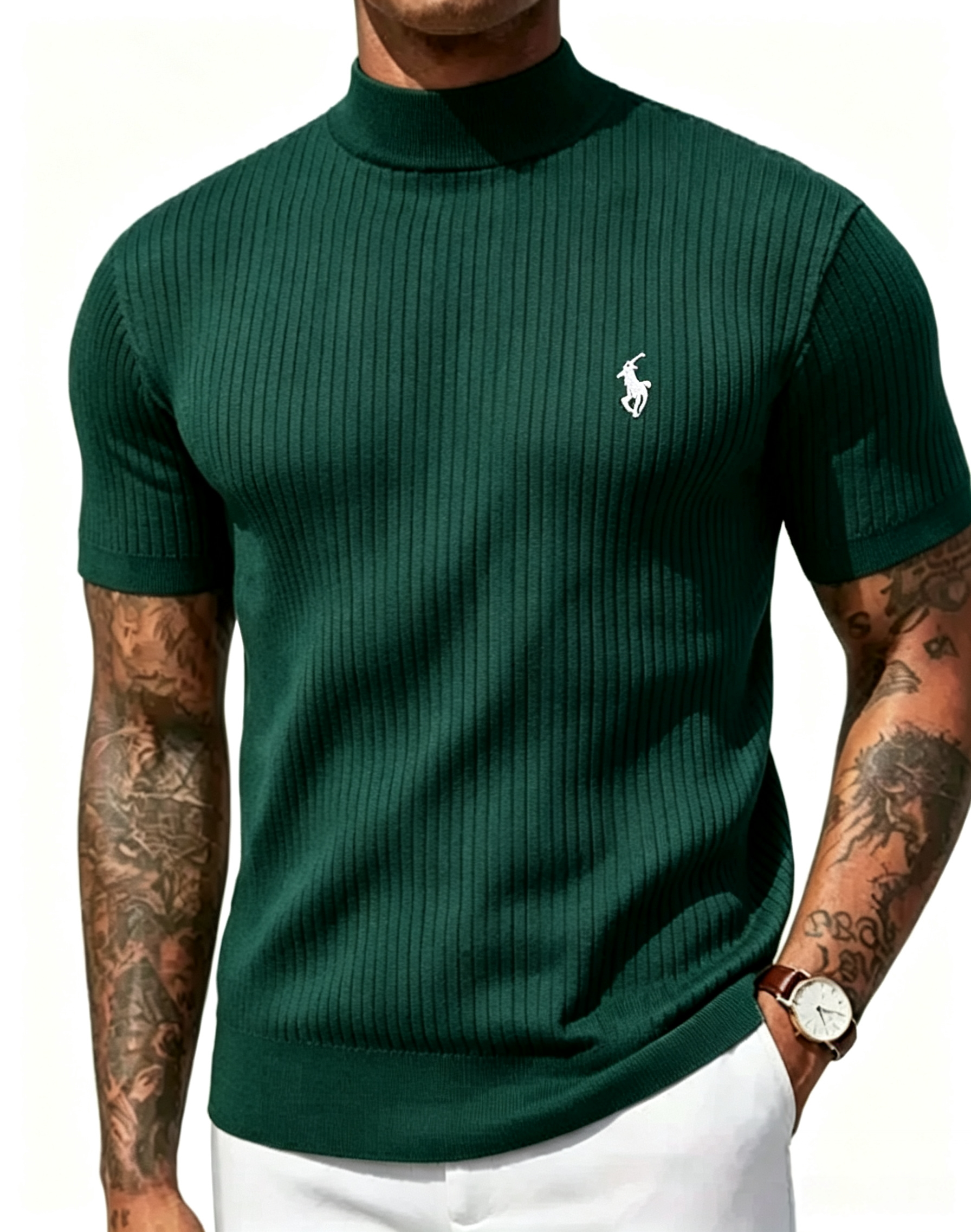 Men's Short-SleeveMock-Neck Knit Sweater