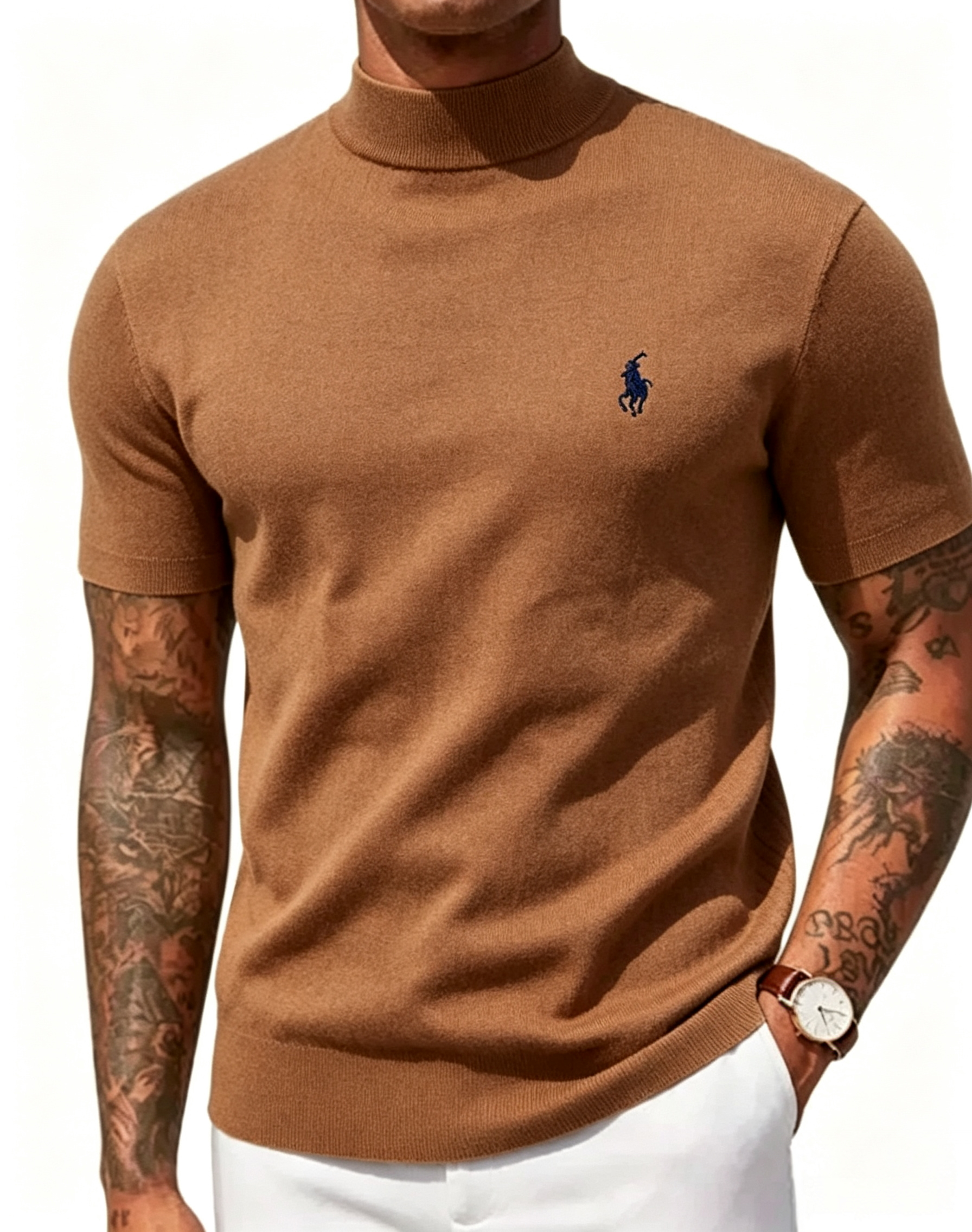 Men's Short-SleeveMock-Neck Knit Sweater