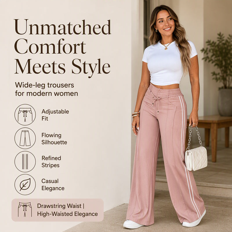 Women's Wide-Leg Drawstring Pants – Casual High-Waisted Relaxed Fit