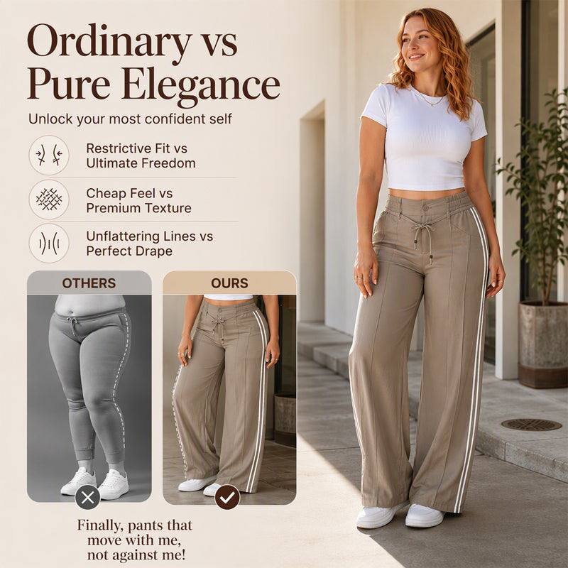Women's Wide-Leg Drawstring Pants – Casual High-Waisted Relaxed Fit